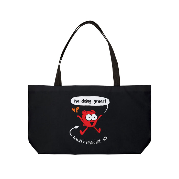 I’m Doing Great Heart Weekender Bag (Woven Handle)