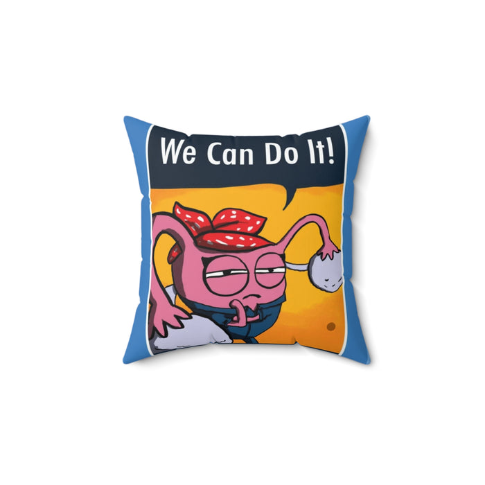 Decorative Pillow — 'We Can Do It!' Retro Rosie Brain Cartoon Accent Cushion