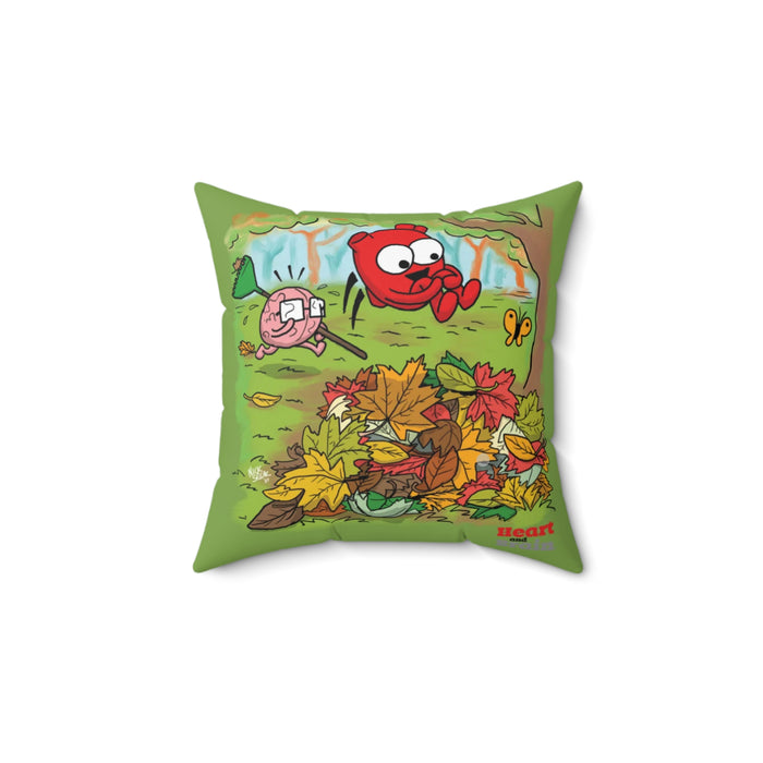 Autumn Leaf Pile Cartoon Pillow — Cute Fall Kids Decorative Throw Pillow
