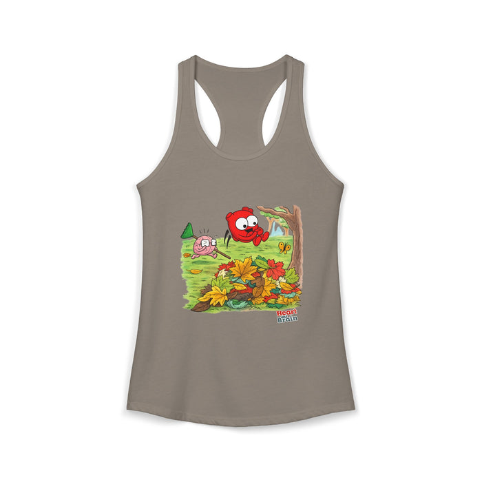 Heart and Brain Leaf Pile Women's Ideal Racerback Tank