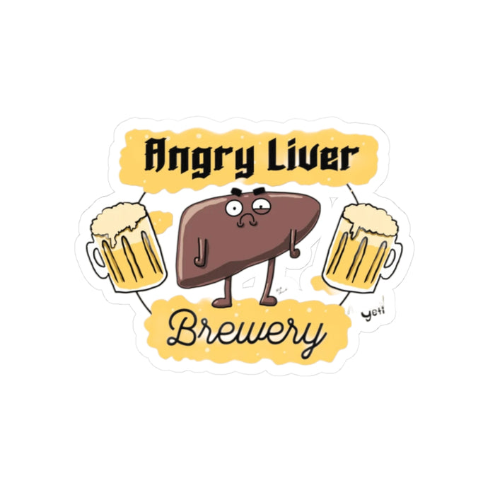 Angry Liver Brewery Sticker — Funny Beer Lover Kiss-Cut Sticker