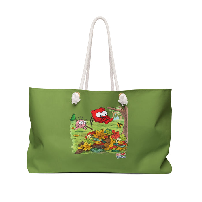 Heart and Brain Leaf Pile Weekender Bag (Rope Handle)
