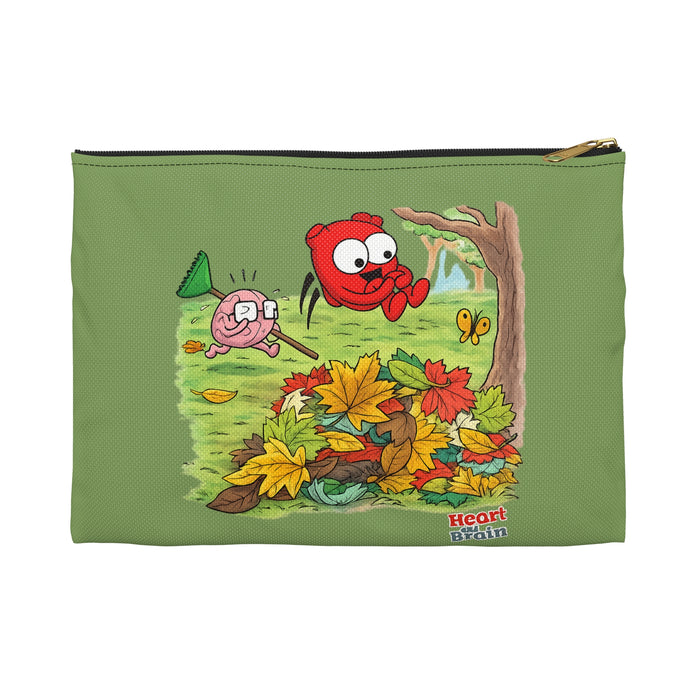 Heart and Brain Leaf Pile Zip Pouch