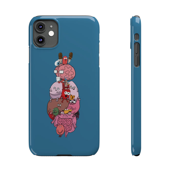 Slim Phone Case — Cute Cute Organs Cartoon Design on Deep Teal