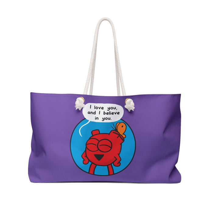 Heart Love You Circle Weekender Bag (Woven Handle)
