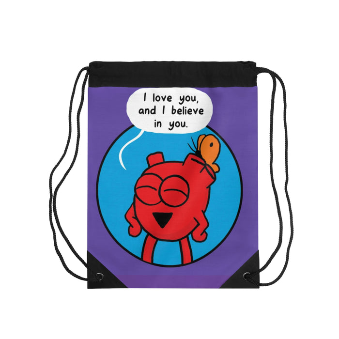 Heart Love You Circle Drawstring Bag