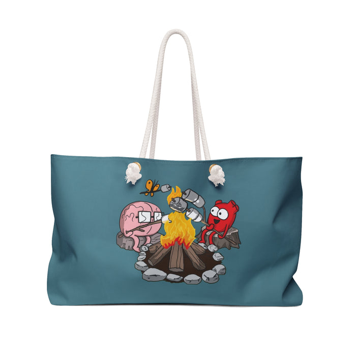 Heart and Brain Campfire Bonfire Weekender Bag( Rope Handle)