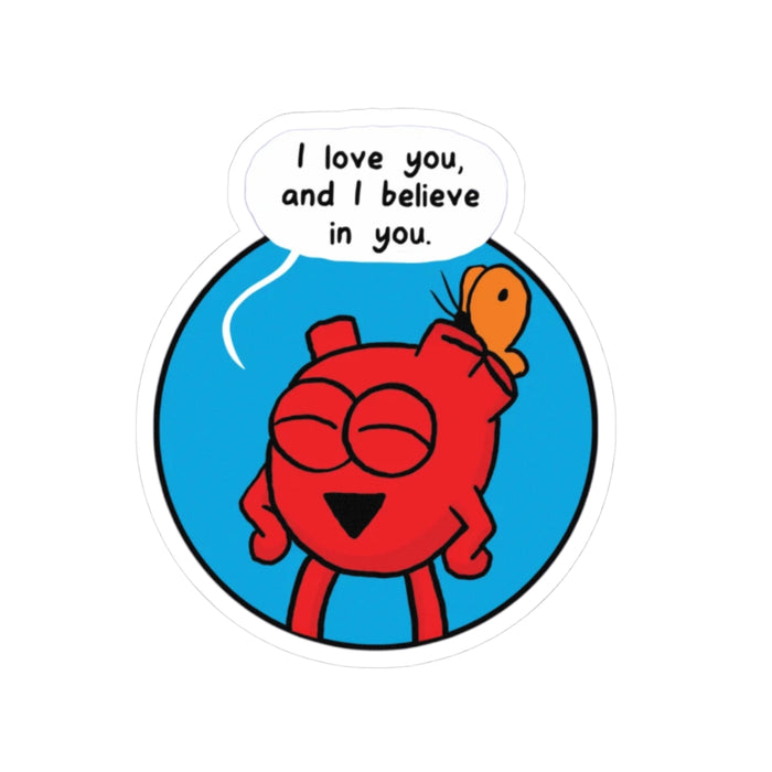 Heart Love You Circle Stickers