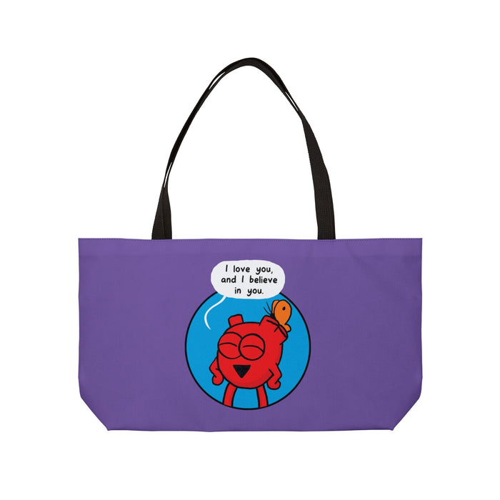 Heart Love You Circle Weekender Bag (Woven Handle)