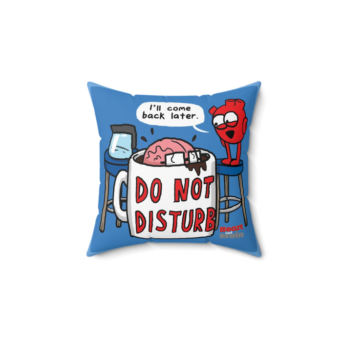 Do Not Disturb Pillow — Funny Heart & Brain Cartoon Decorative Throw Pillow