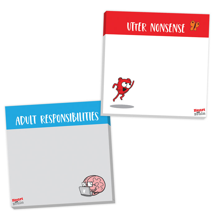 Heart and Brain Sticky Note Set