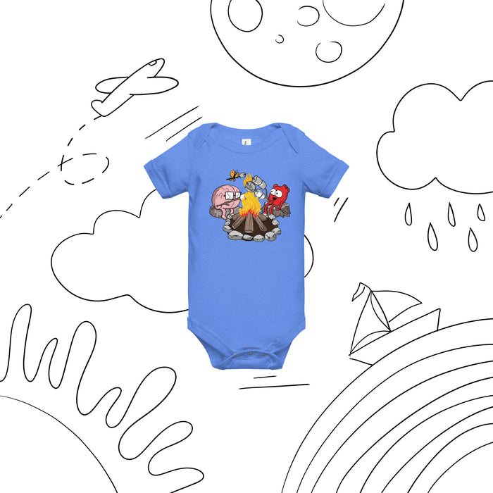 Heart and Brain Campfire Bonfire Baby short sleeve one piece