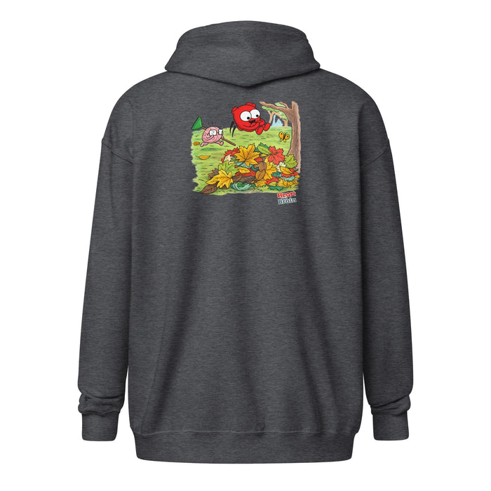 Heart and Brain Leaf Pile Women zip hoodie