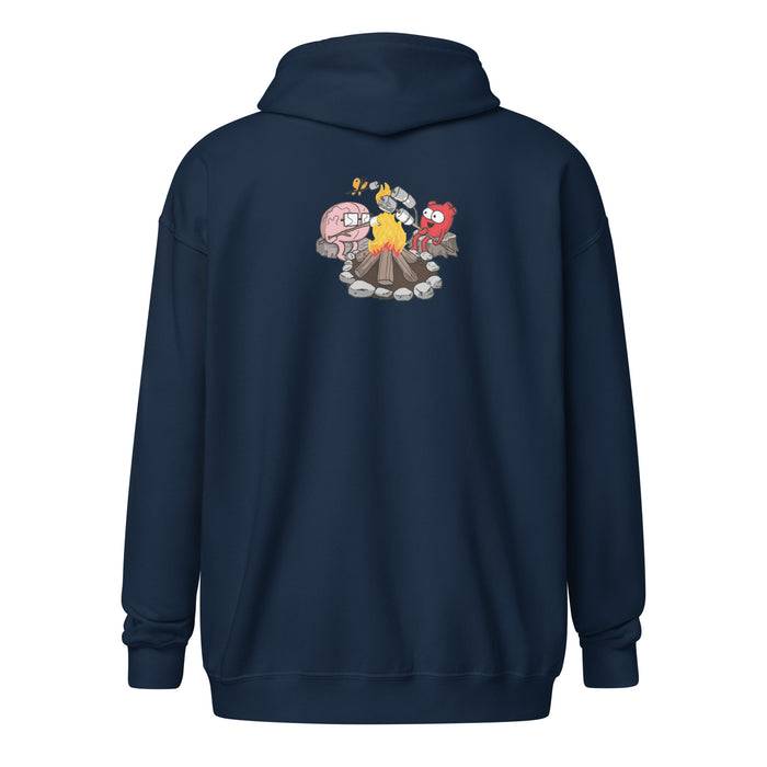 Heart and Brain Campfire Bonfire zip hoodie