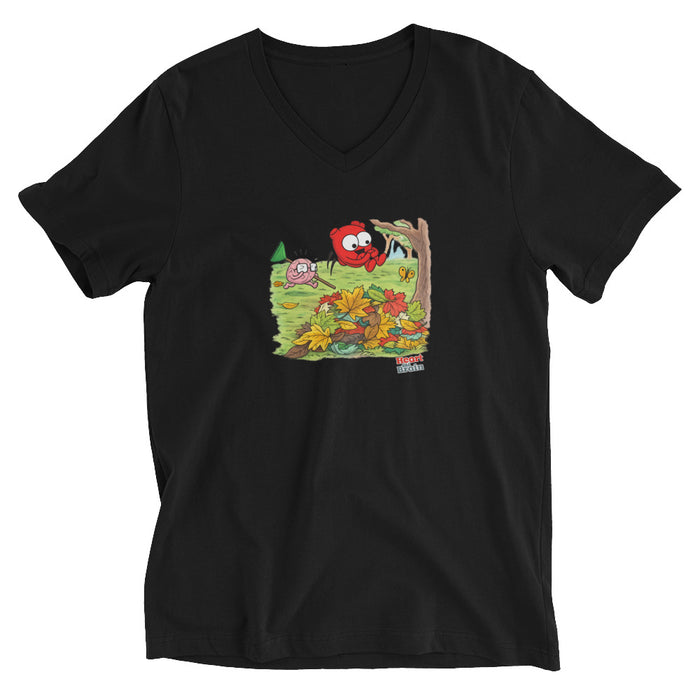 Heart and Brain Leaf Pile Men V-Neck T-Shirt