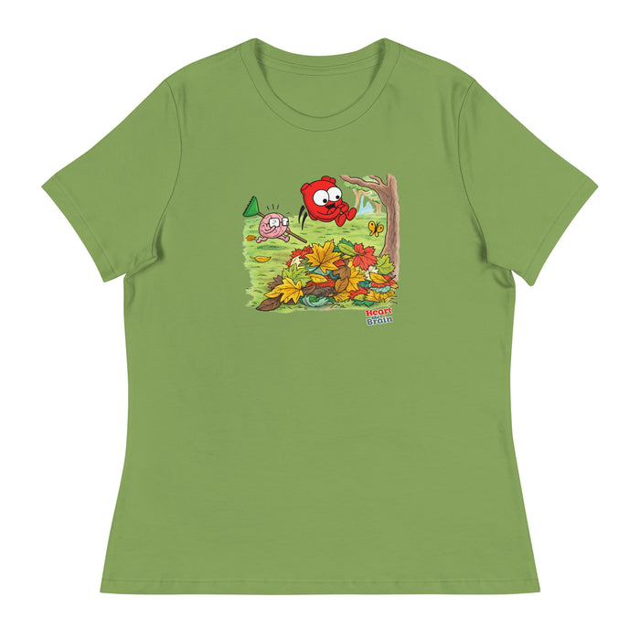 Heart and Brain Leaf Pile Fitted T-Shirt
