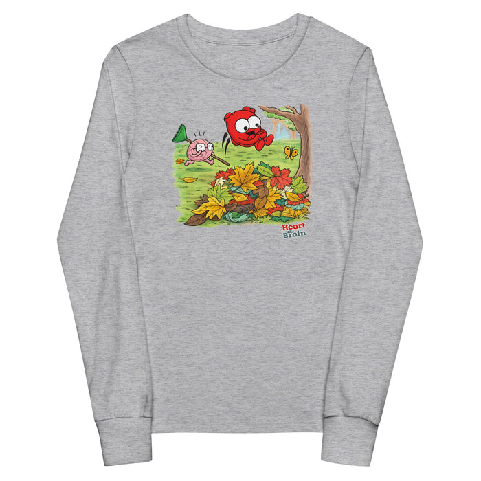 Heart and Brain Leaf Pile Kids long sleeve tee