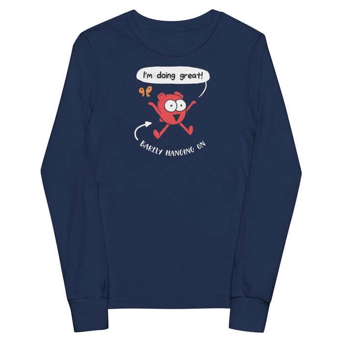 I’m Doing Great Heart Kids long sleeve tee
