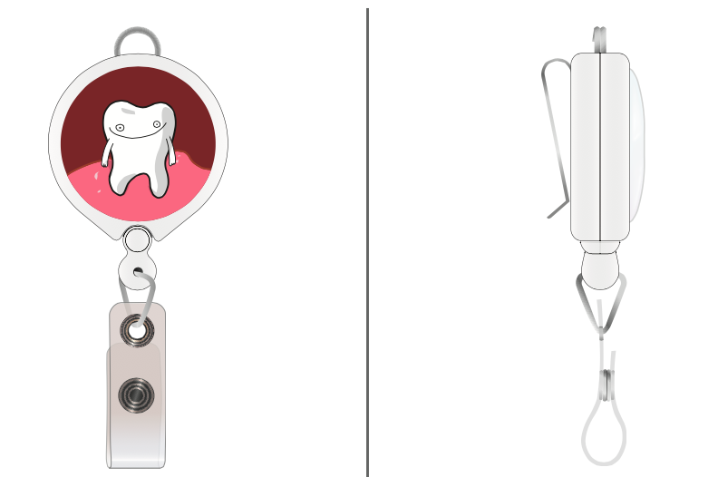 Cute Tooth Badge Reel for Dentist-dental Assistant-orthodontist,  Holographic Medical ID Holder 