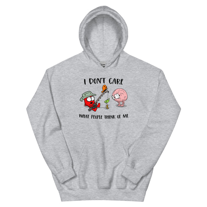 "I Don't Care" Heart and Brain Hoodie